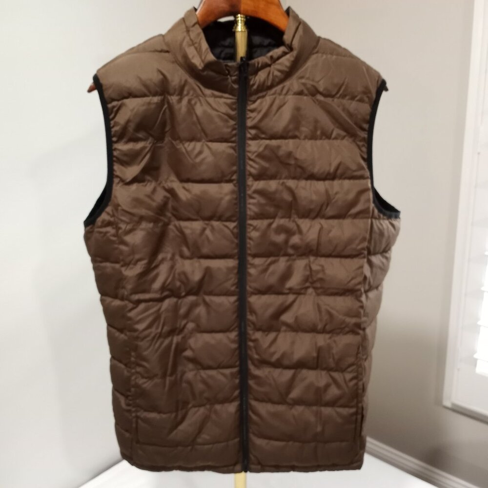 LIVERGY BLACK | BROWN REVERSIBLE PUFFER VEST MEN SIZE XL